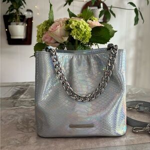 Brahmin Amelia, Silver leaf leather Holographic Shoulder Bag
